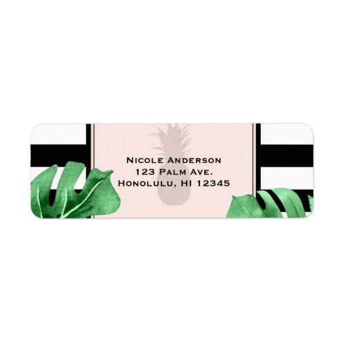 Tropical Leaves  Pineapple Elegant Wedding Label