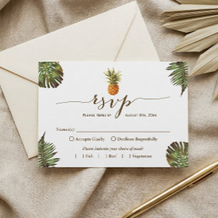 Tropical Leaves Pineapple Hawaiian Luau RSVP