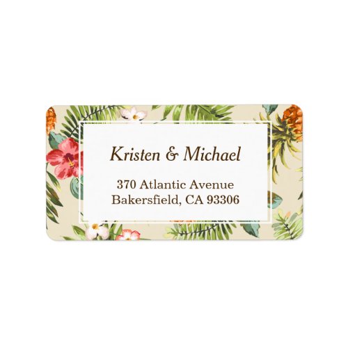 Tropical Leaves Pineapple Hawaiian Luau Theme Label