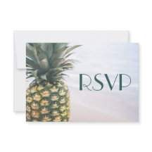 Tropical Leaves Pineapple Hawaiian Wedding RSVP