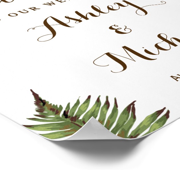 Tropical Leaves Pineapple Luau Wedding Sign