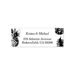 Tropical Leaves Pineapple Return Address Self-inking Stamp