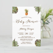 Tropical Leaves Pineapple Summer Baby Shower Invitation (Standing Front)