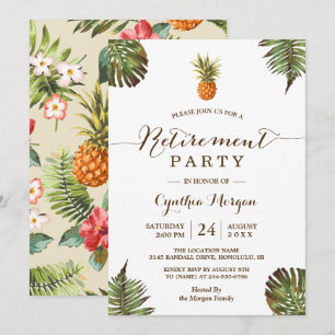 Tropical Leaves Pineapple Summer Retirement Party Invitation