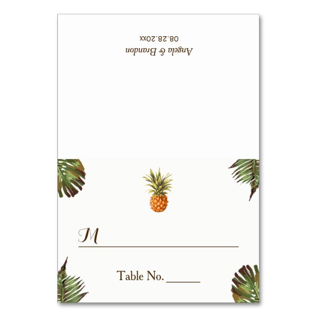Tropical Leaves Pineapple Wedding Place Escort Card
