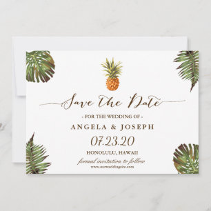 Tropical Leaves Pineapple Wedding Save the Date