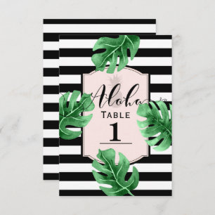 Tropical Leaves & Pineapple Wedding Table Number