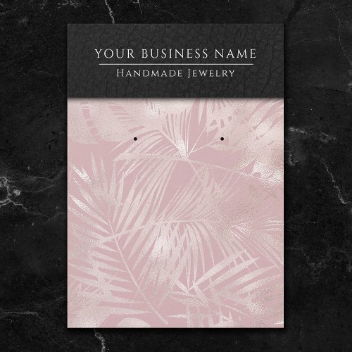 Tropical Leaves Pink Black Earring Display Cards