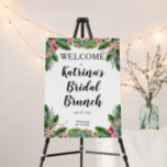 Tropical Leaves | Pink Floral Bridal Brunch Foam Board<br><div class="desc">Beautiful watercolor pink floral hibiscus Bridal Brunch swag design with lush tropical greenery and a multiple loop pink bow.</div>