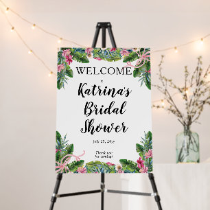 Tropical Leaves Pink Floral Bridal Shower Foam Board