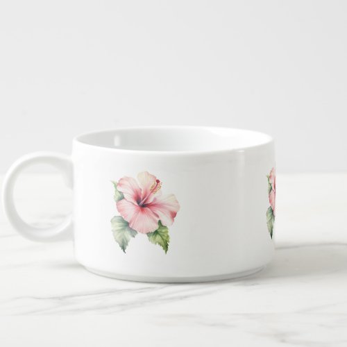 Tropical Leaves Pink Hibiscus Flowers Bowl