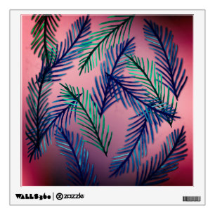 Tropical leaves , Pink Wall Decals