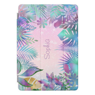 Tropical Leaves Purple & Pink Ombre Stars DIY Name iPad Pro Cover