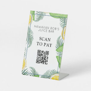 Tropical Leaves QR Code Scan to Pay Pedestal Sign