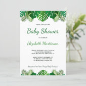 Tropical Leaves Rainforest Foliage Baby Shower Invitation (Standing Front)