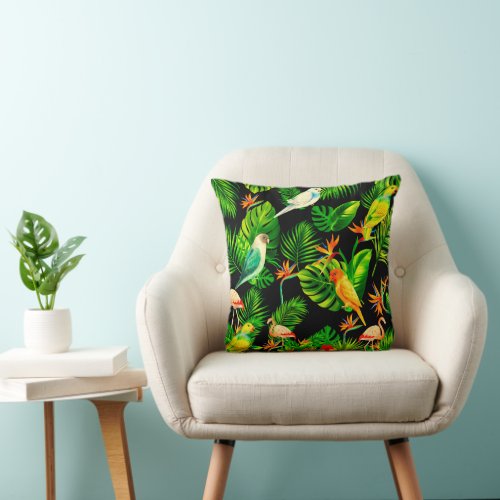 Tropical leaves rainforest  throw pillow