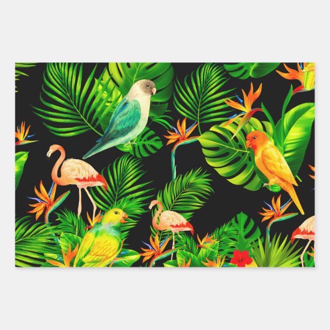 Tropical leaves rainforest  wrapping paper sheets (Front 3)
