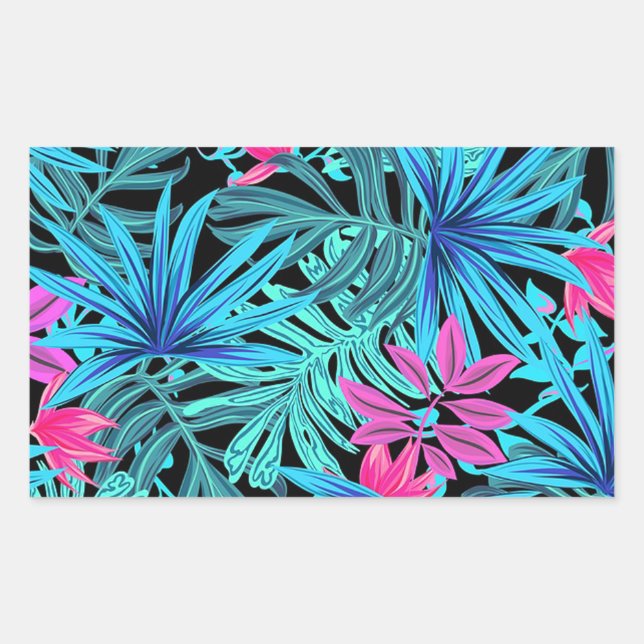 Tropical Leaves Rectangular Sticker (Front)
