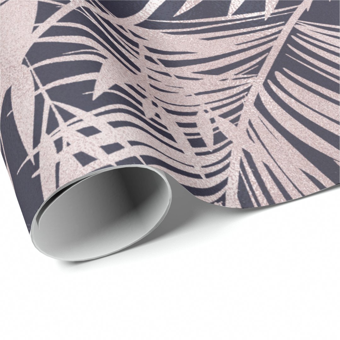 tropical leaves rose gold faux foil Wrapping Paper Zazzle