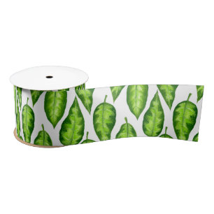 Tropical leaves satin ribbon