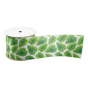 Tropical leaves satin ribbon