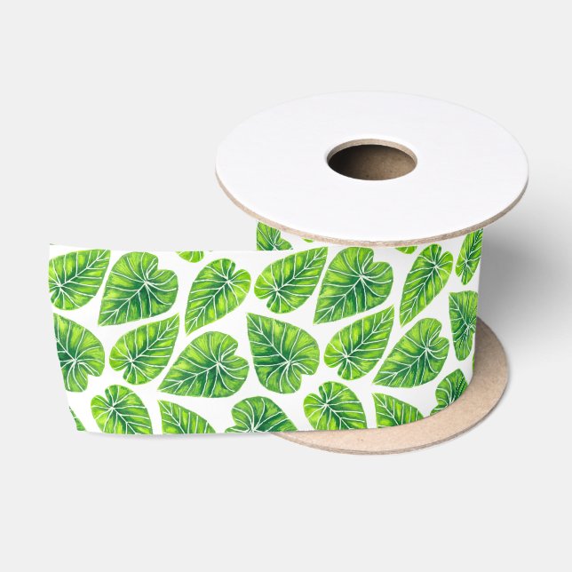 Tropical leaves satin ribbon (Spool)
