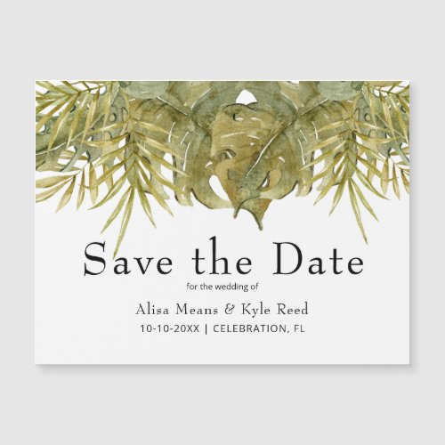 Tropical Leaves Save the Date Magnet