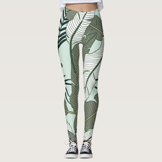 Tropical Leaves: Seamless Nature Pattern. Leggings (Front)