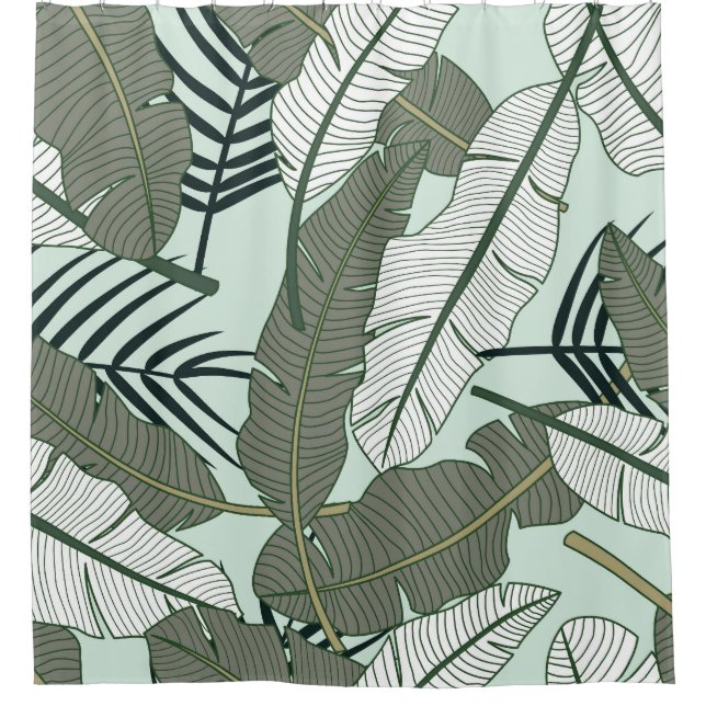 Tropical Leaves: Seamless Nature Pattern. Shower Curtain (Front)