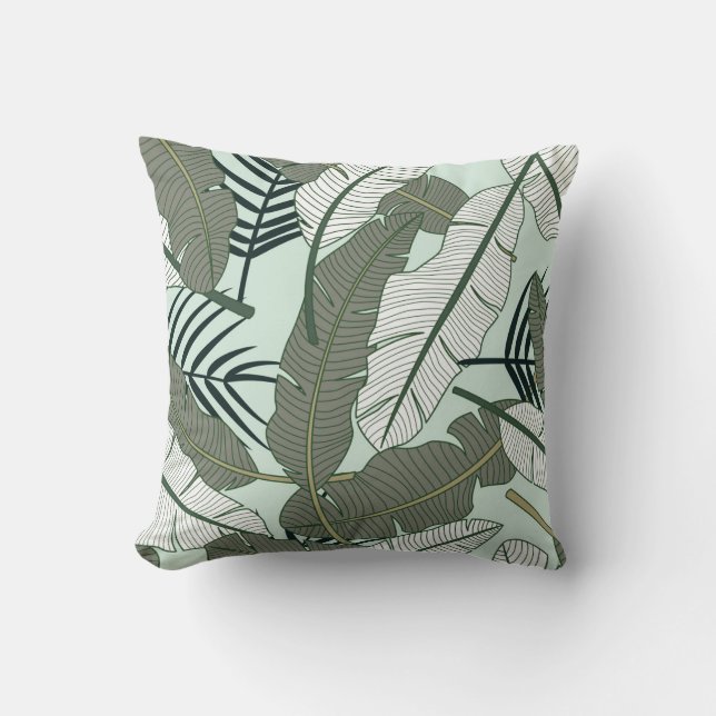 Tropical Leaves: Seamless Nature Pattern. Throw Pillow (Front)