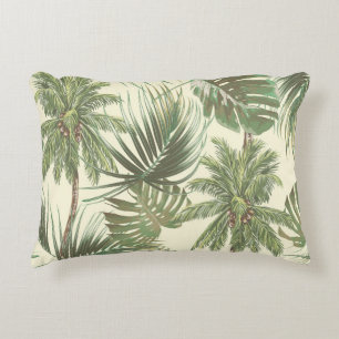 Tropical leaves seamless pattern accent pillow