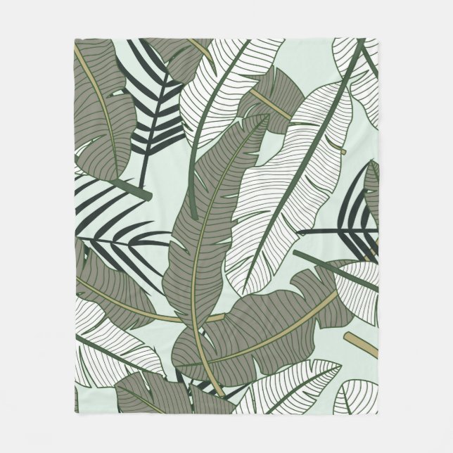 Tropical leaves seamless pattern  fleece blanket (Front)