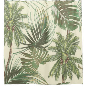 Tropical leaves seamless pattern shower curtain