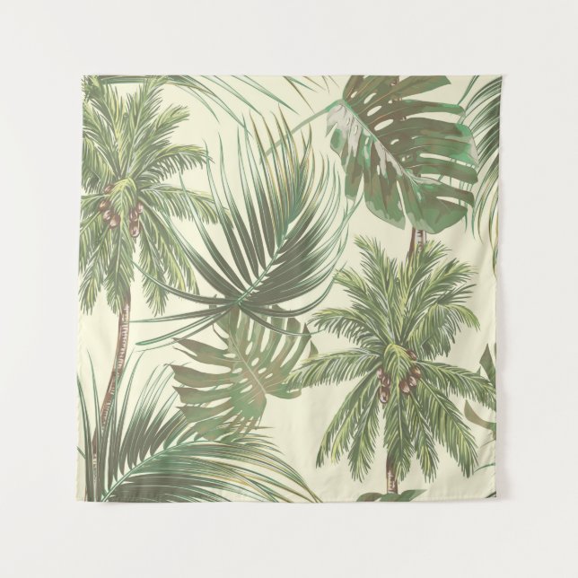 Tropical leaves seamless pattern tapestry (Front)