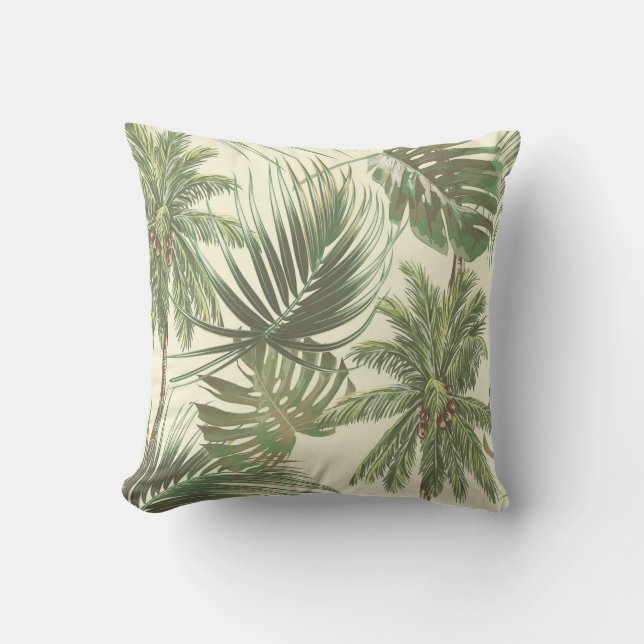 Tropical leaves seamless pattern throw pillow (Front)