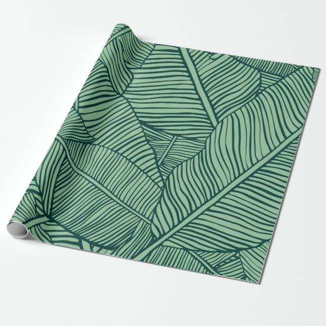 Tropical leaves. Seamless texture with banana leaf Wrapping Paper (Unrolled)
