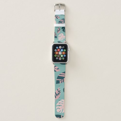 Tropical Leaves Seamless Vintage Pattern Apple Watch Band