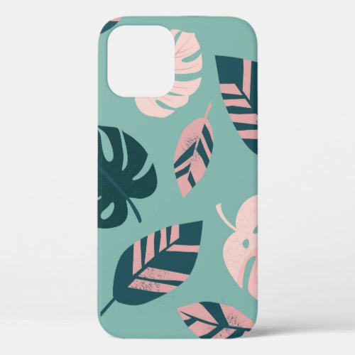 Tropical Leaves Seamless Vintage Pattern iPhone 12 Case