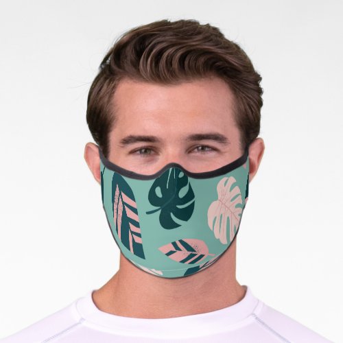 Tropical Leaves Seamless Vintage Pattern Premium Face Mask