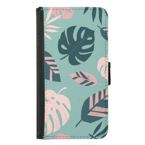 Tropical Leaves Seamless Vintage Pattern Samsung Galaxy S5 Wallet Case