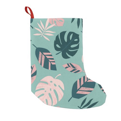 Tropical Leaves Seamless Vintage Pattern Small Christmas Stocking