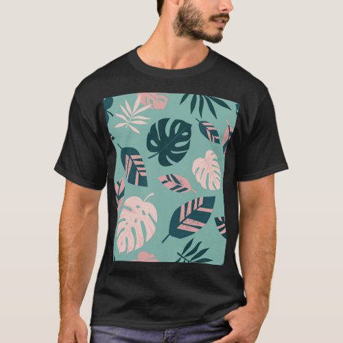 Tropical Leaves Seamless Vintage Pattern T_Shirt