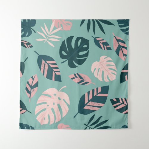 Tropical Leaves Seamless Vintage Pattern Tapestry