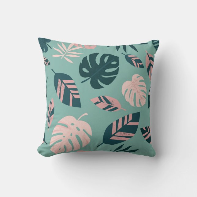 Tropical Leaves: Seamless Vintage Pattern. Throw Pillow (Front)