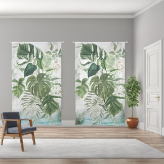 Tropical Leaves Sheer Curtains