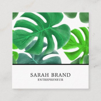 Tropical Leaves Social Media Square Business Card by J32Design at Zazzle