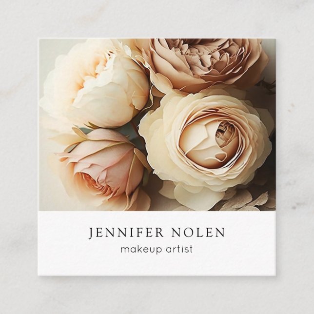 Tropical leaves square business card (Front)