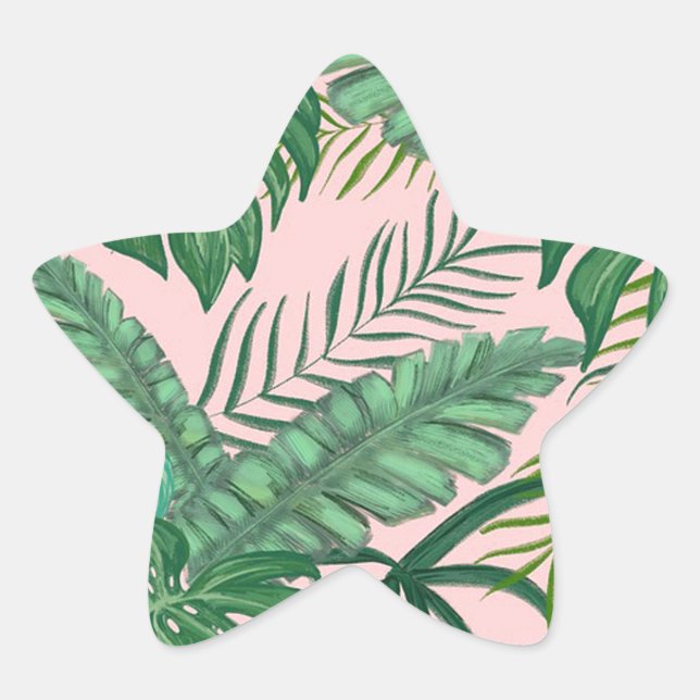 Tropical Leaves Star Sticker (Front)