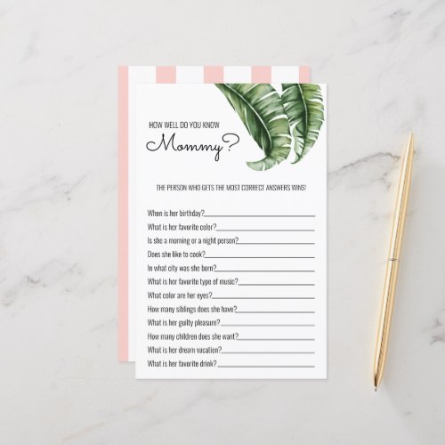 Tropical LeavesStripes Baby Shower Game