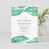 Tropical Leaves Summer Bridal Shower Invitation (Standing Front)